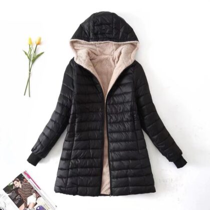 Fleece-lined Cotton-padded Hooded Coat for Women – Warm & Stylish Winter Outerwear