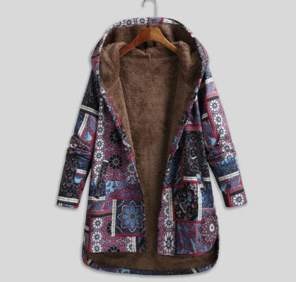 Printed Hooded Coat for Women – Stylish & Cozy Hooded Winter Coat