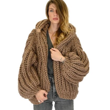 Hooded Cardigan Sweater for Women – Cozy Knit with Pockets & Hood