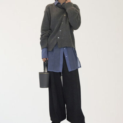 Trendy Slant Button Sweater Cardigan - Asymmetric Design & Cozy Fit