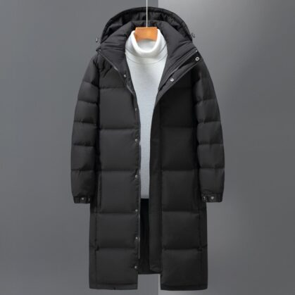 Long Over-the-Knee Hooded Puffer Jacket – Warm Winter Coat for Women