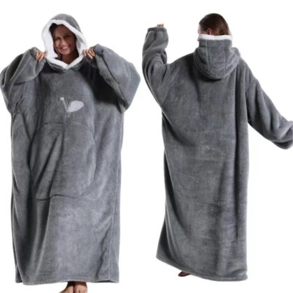 Oversized Long Lazy Hoodie Blanket - Cozy Wearable Fleece Blanket for Adults & Kids