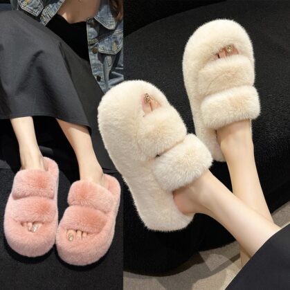 Plush Platform Slippers - Cozy, Stylish & Comfortable Indoor Footwear